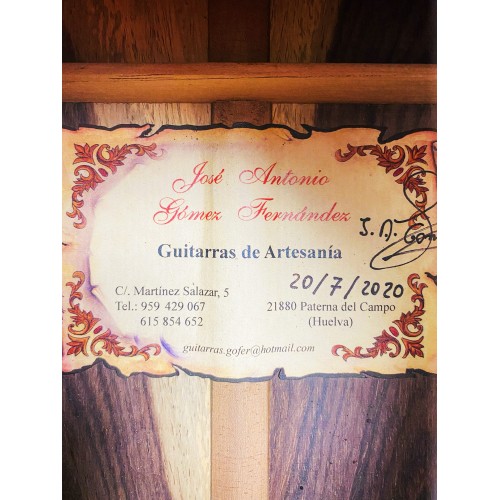 Guitarra Flamenca Jose Antonio Gomez Fernandez  año 2020 de Palosanto Amazonia y tapa de Pino Abeto Alemán