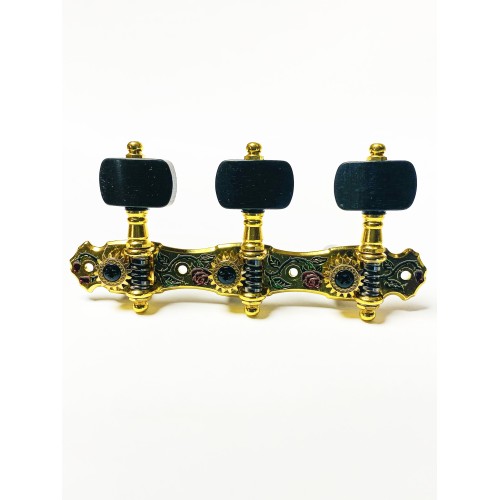 Clavijero Alice para guitarra clásica oro y clavijas en ébano natural negro, esmaltado en 2 colores.