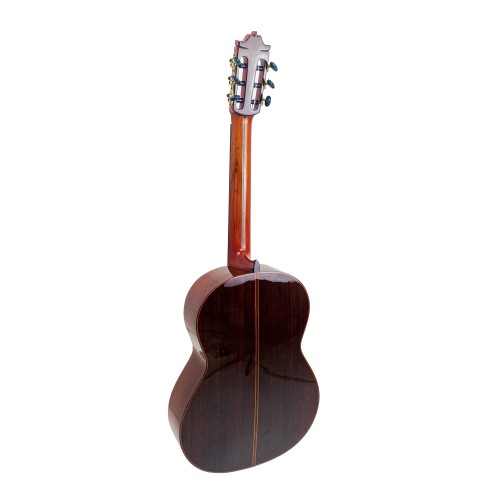 Guitarra Flamenca de Benigno Marín del 2023 de Palosanto y tapa de Pino Abeto Alemán con tinte rojo