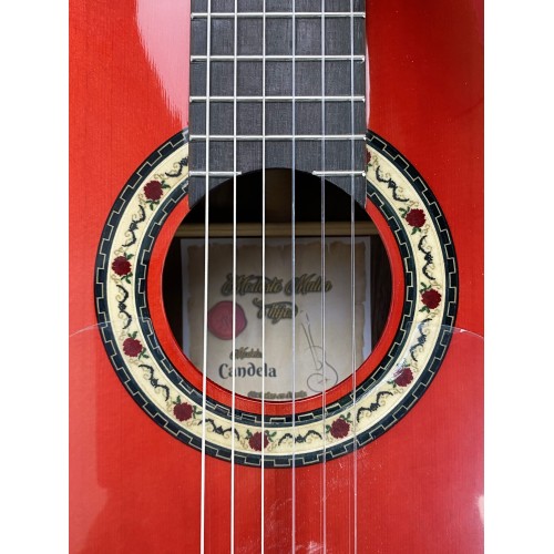 Guitarra Flamenca Modesto Malla Candela PALOSANTO ROJA CON TAPA MACIZA