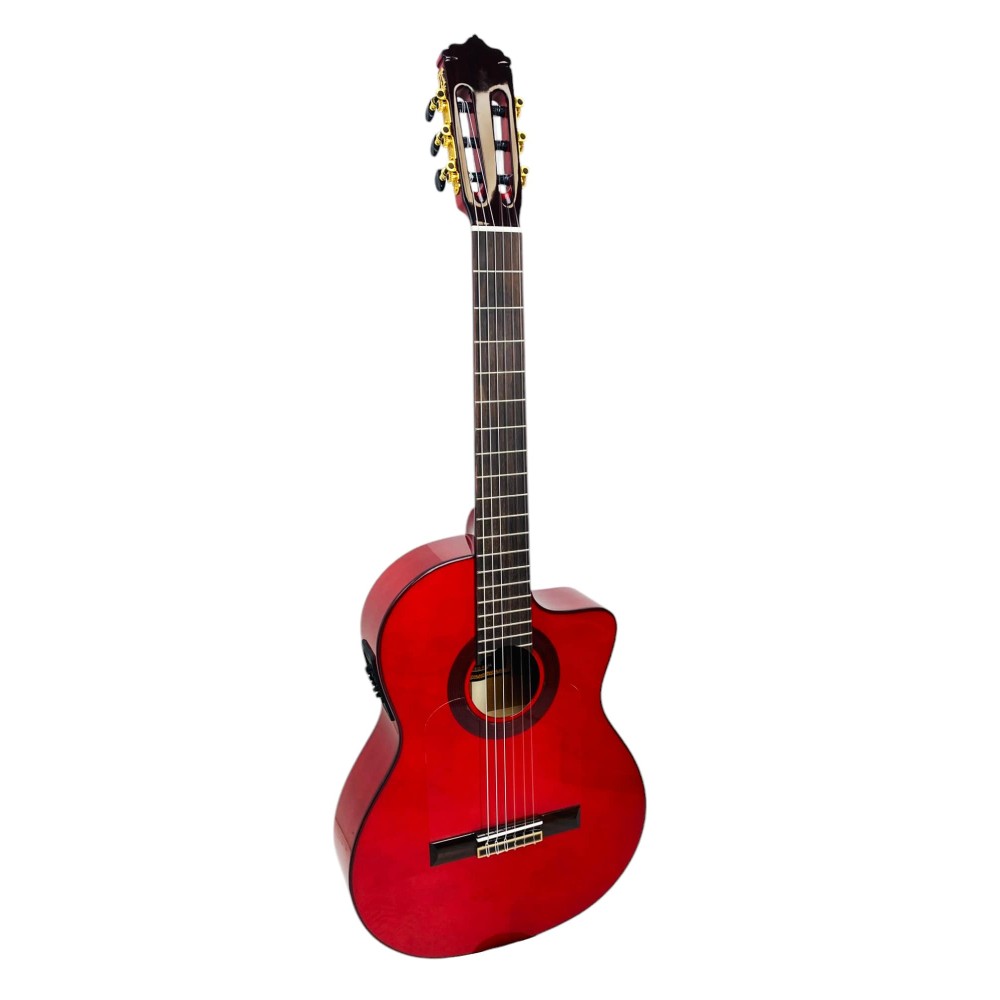 Guitarra Flamenca José Gómez F90-R-EQ Roja amplificada con cutaway y con previo FISHMAN