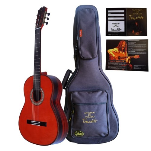 Guitarra Flamenca Antonio de Toledo modelo Tomatito Almería Roja de Palo Santo de Patagonia, incluye funda de 20mm