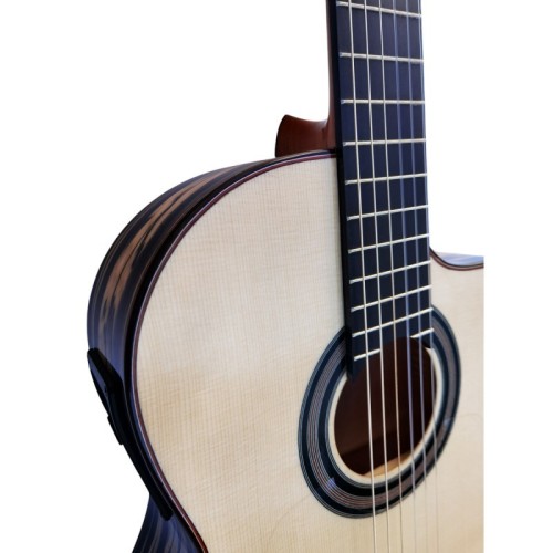 Guitarra Flamenca Martínez MF7 de Ebano Blanco con Cutaway y Previo Double MD100. Incluye funda de 20mm