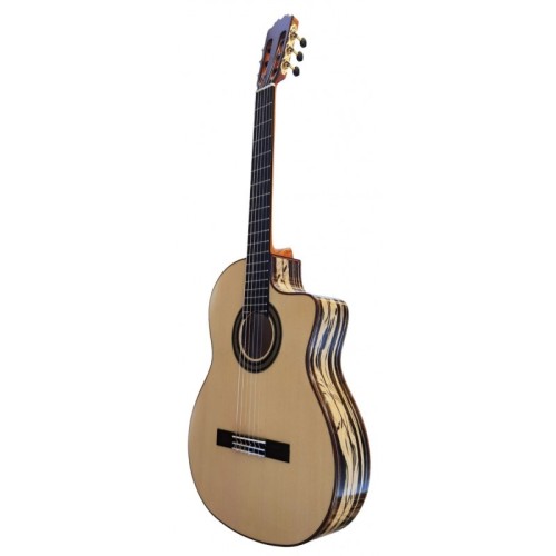 Guitarra Flamenca Martínez MF7 de Ebano Blanco con Cutaway y Previo Double MD100. Incluye funda de 20mm