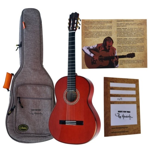 Guitarra Vicente Tatay  Mod. Pepe Habichuela Roja con tapa de Cedro. Incluye funda de 20mm