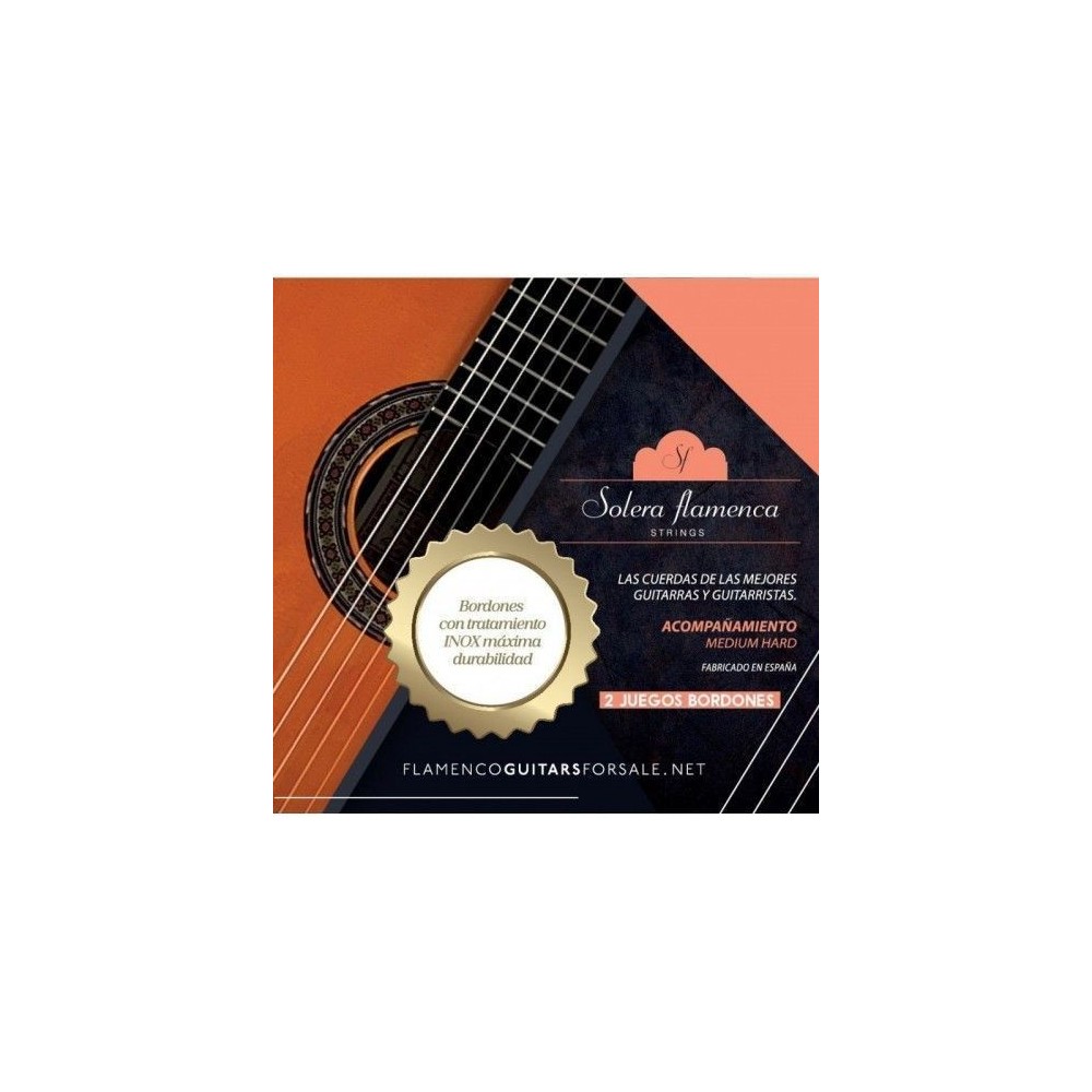 Set de cuerdas guitarra Solera Flamenca Acompañamiento tensión media- alta. 2 Juegos de bordones 4/4