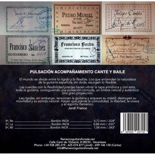 Set de cuerdas guitarra Solera Flamenca Acompañamiento tensión media- alta. 2 Juegos de bordones 4/4