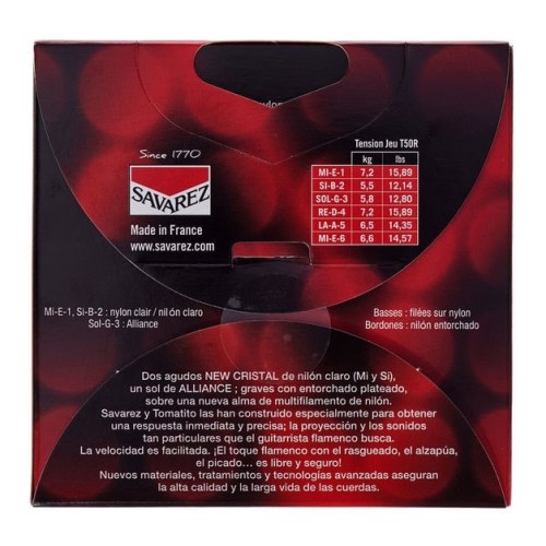 Juego de Cuerdas para Guitarra Flamenca Savarez Tomatito T50R. Tensión