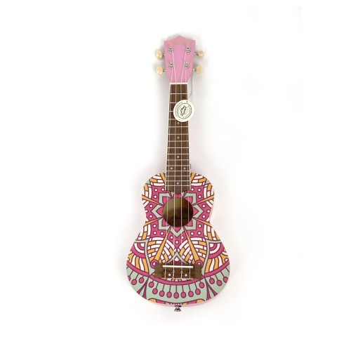 Ukelele de soprano Bamboo Pink Mandala B1E-PM