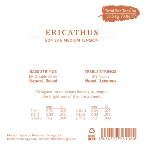 Knobloch Erithacus Nylon SN Media EDN 33.5 Juego de Cuerdas para Guitarra