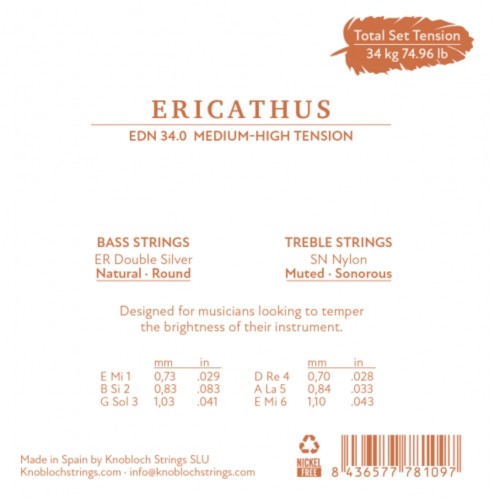 Knobloch Erithacus Nylon SN Media/Fuerte EDN 34.0 Juego de Cuerdas para