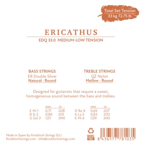 Knobloch Erithacus Nylon QZ Media/Baja EDQ 33.0 Juego de Cuerdas para