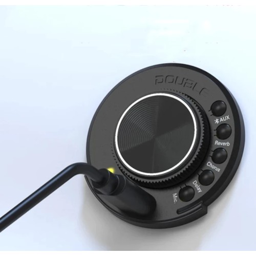 Previo de amplificación y autoamplificación "DOUBLE OS1" con efectos reverb, chorus, delay, micro y bluetooth PILA INCLUIDA.