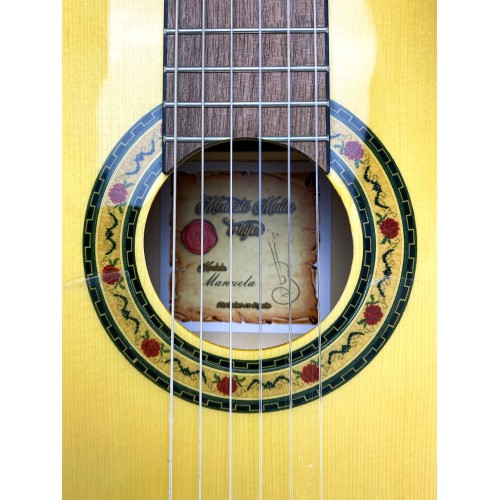 Guitarra flamenca Modesto Malla "Manuela" blanca /D autoamplificada Double OS1