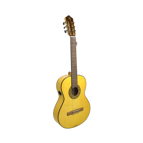 Guitarra flamenca Modesto Malla "Manuela" blanca /D autoamplificada Double OS1